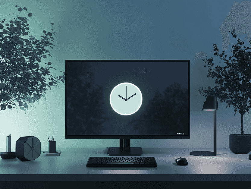 A sleek and modern desktop clock interface with customizable features