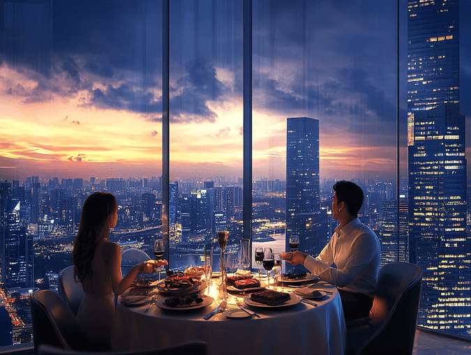 A beautifully plated sushi dish served in a modern restaurant