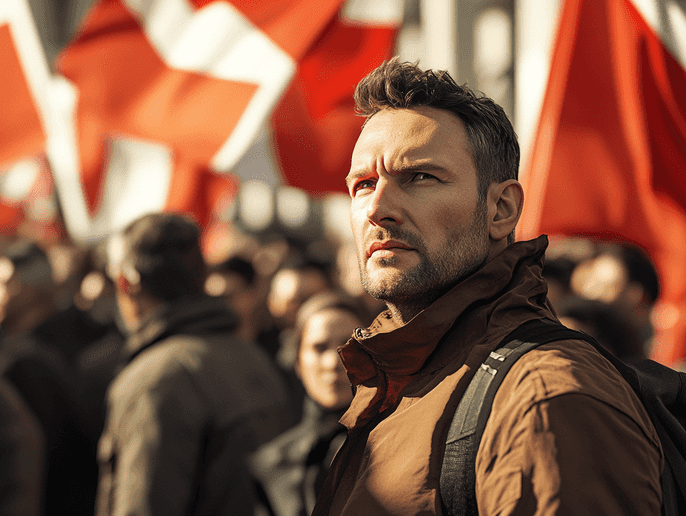 Austrian Parliament building with a dramatic sky in the background