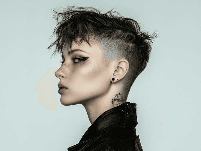 A modern textured pixie haircut with layers and volume