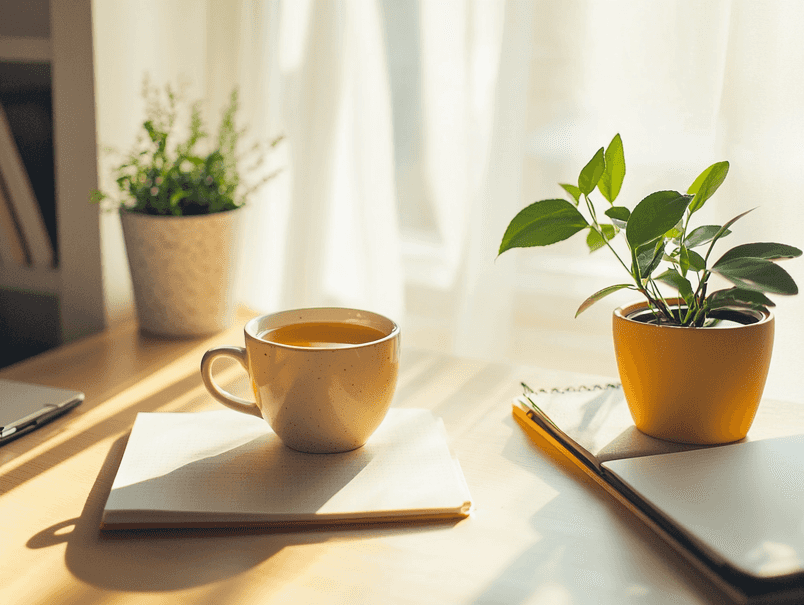 A group of friends practicing tai chi in a serene park setting