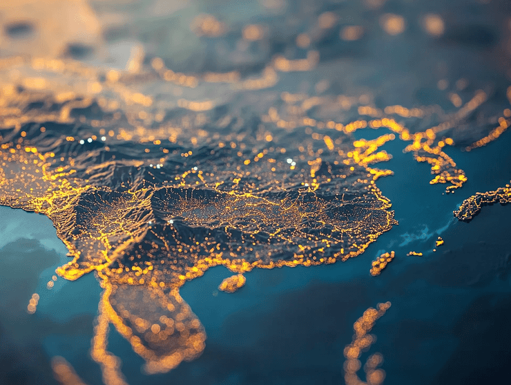 A map of East Asia highlighting North Korea and its neighboring countries