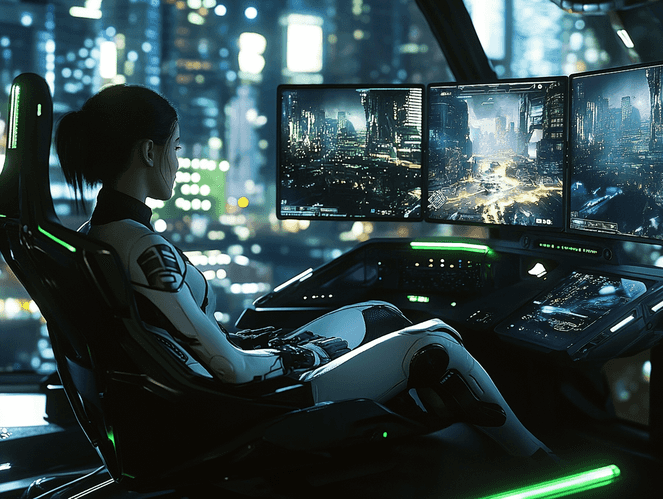 A gamer enjoying an immersive 8K gaming experience powered by the RTX 5090