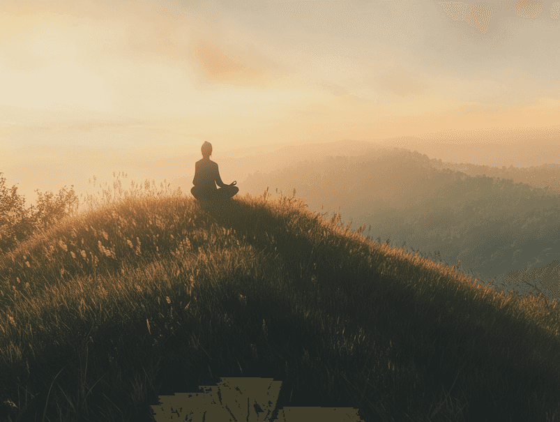 A person meditating in a peaceful environment