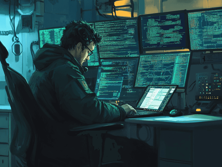 A digital representation of a cyberattack targeting browser extensions