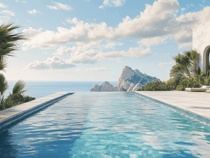 A stunning beachside villa with an infinity pool overlooking the ocean