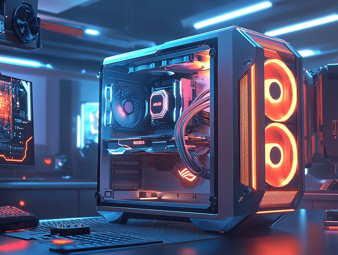 A futuristic PC build featuring the AMD Ryzen 7 9800X3D processor