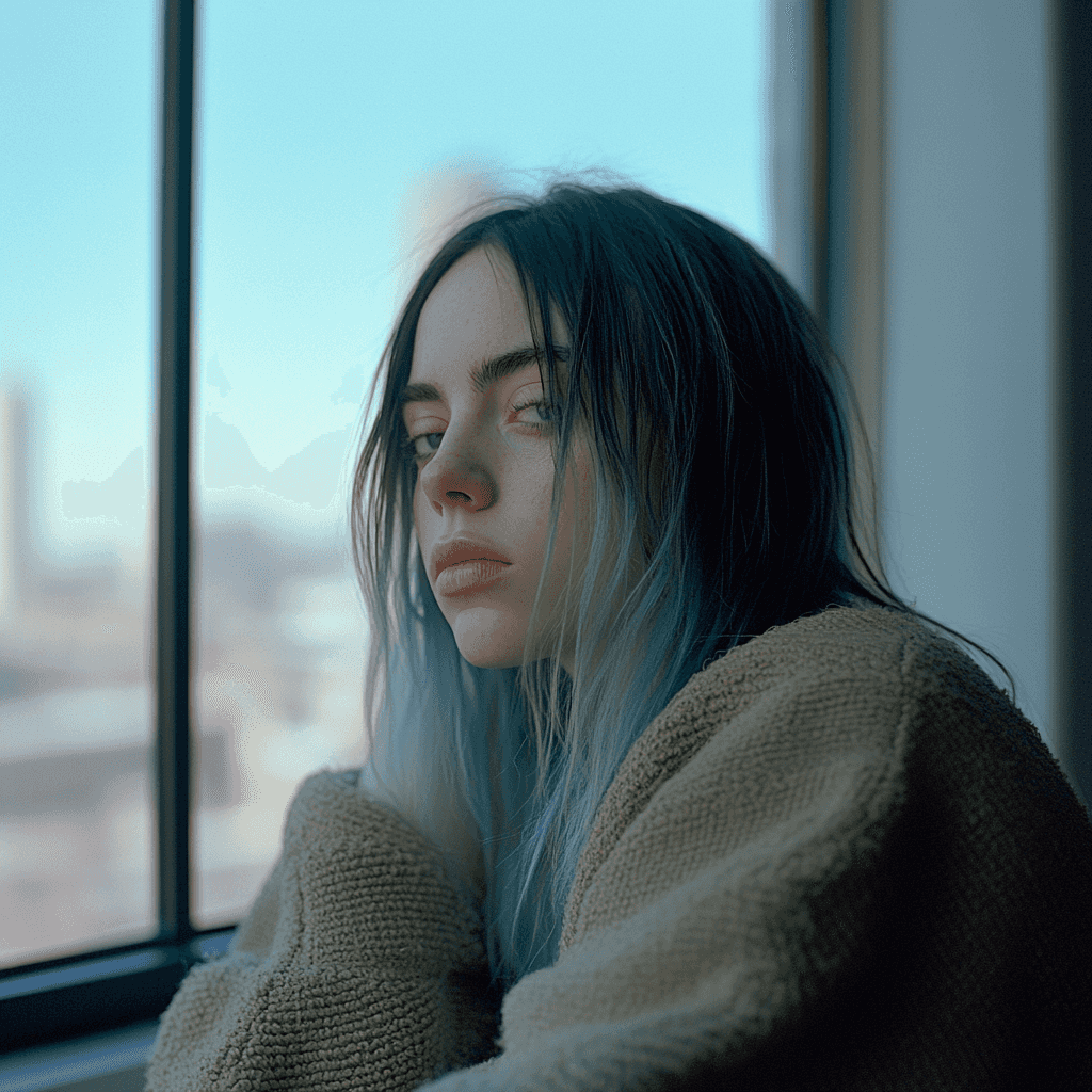 Billie Eilish performing on stage with passion