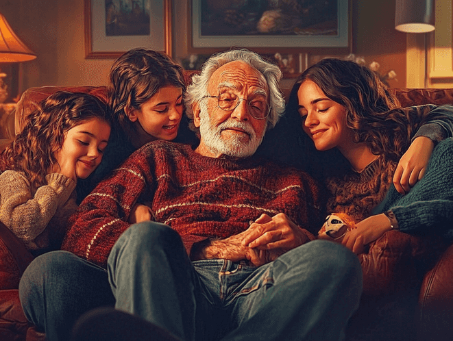 A candid photo of Mike Milligan with his family, capturing his warmth and love for his loved ones