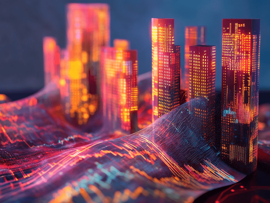 A futuristic cityscape symbolizing financial growth and innovation