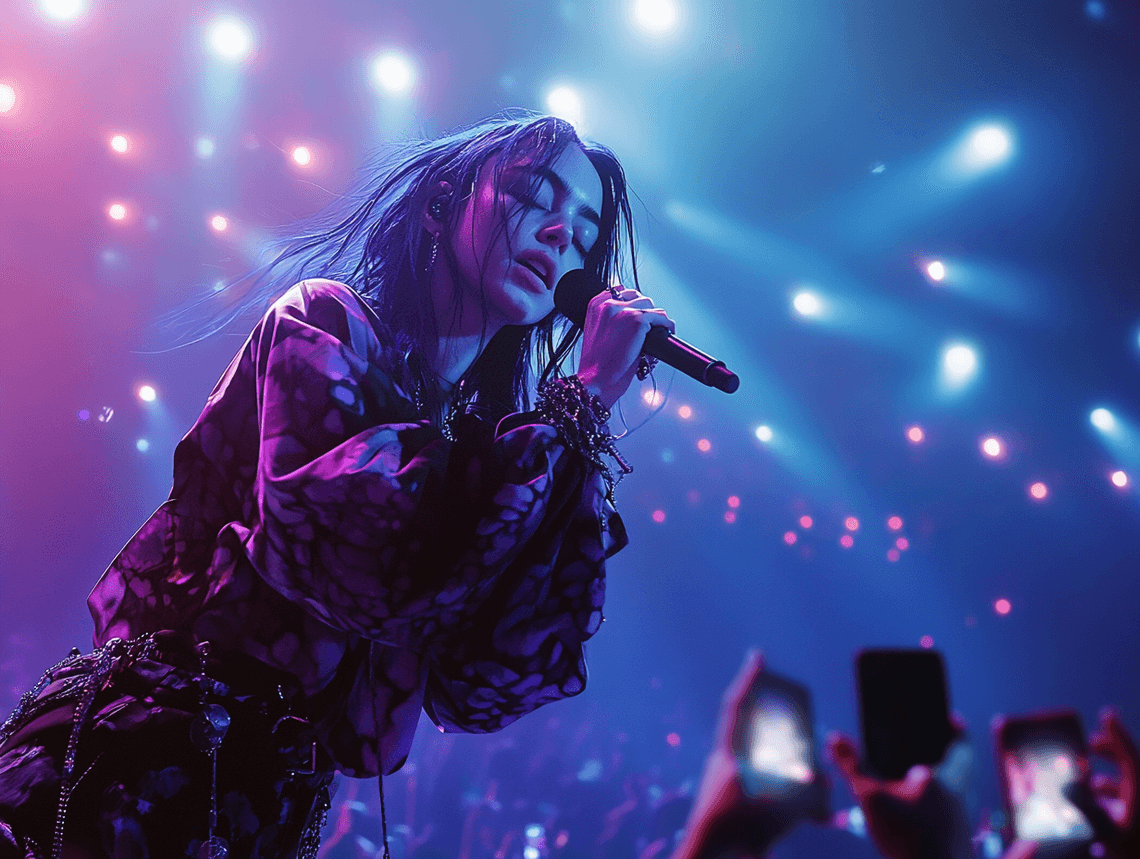Billie Eilish sitting in an elevator, exuding confidence