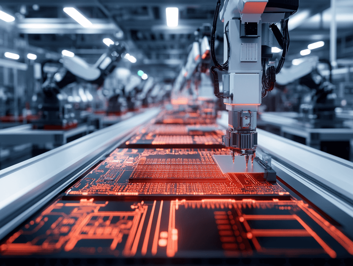 Conceptual image of futuristic DRAM modules integrated with AI and quantum computing