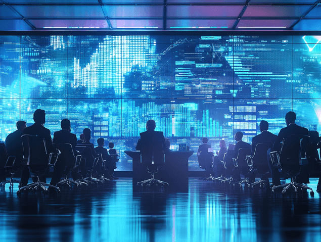 A bustling manufacturing plant with advanced robotics