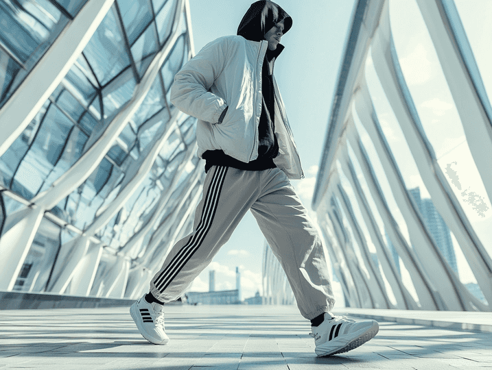 A futuristic gym outfit showcasing smart fabric technology