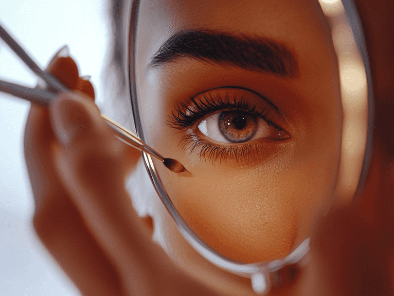 A close-up of a woman receiving a Botox injection in a professional clinic