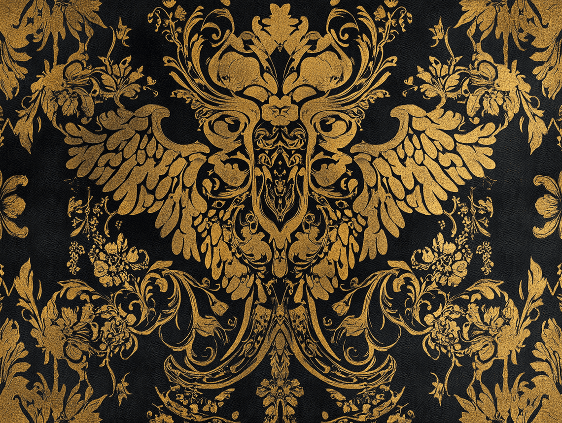 A photorealistic album cover-inspired image featuring gold and black tones