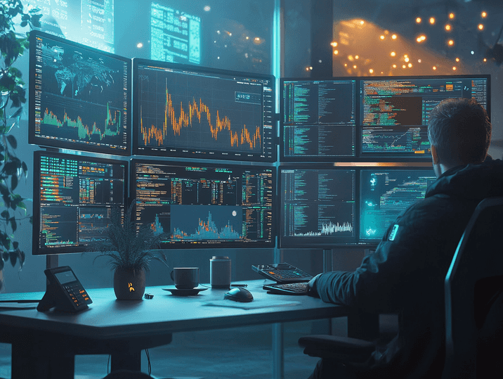 A hopeful investor analyzing biotech stocks on a laptop