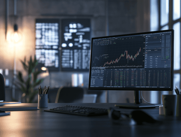 A person analyzing stock data on a computer