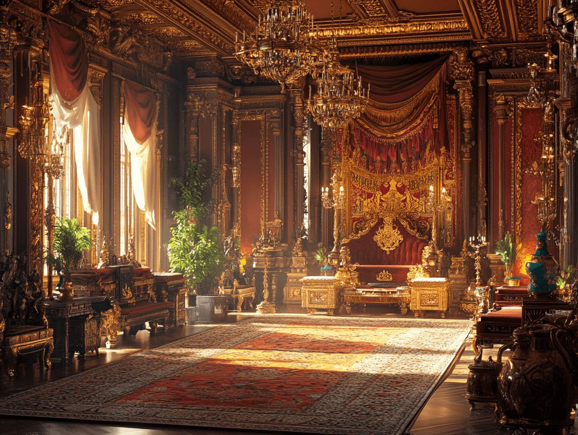 A beautifully designed film set featuring intricate period details