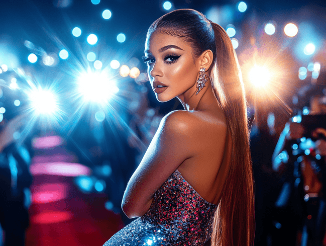 Ariana Grande at a glamorous event, showcasing her new look