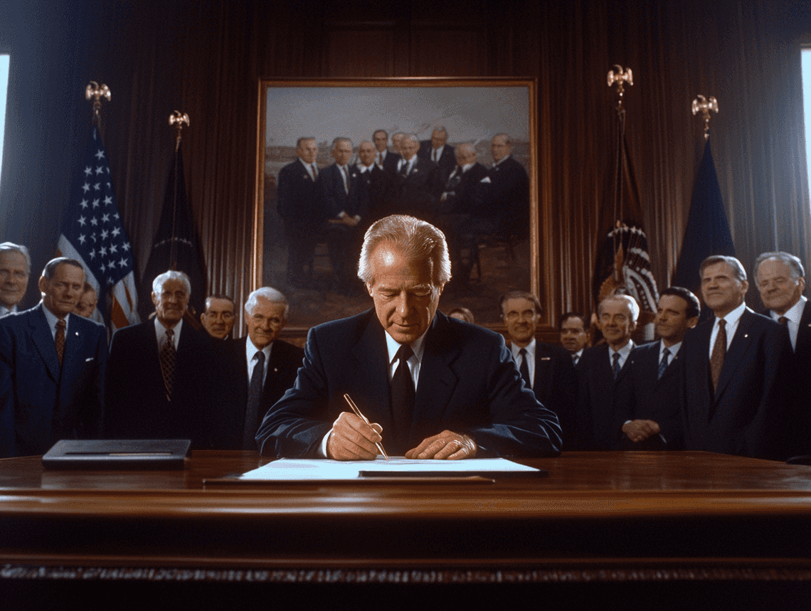 Jimmy Carter signing the Panama Canal Treaty