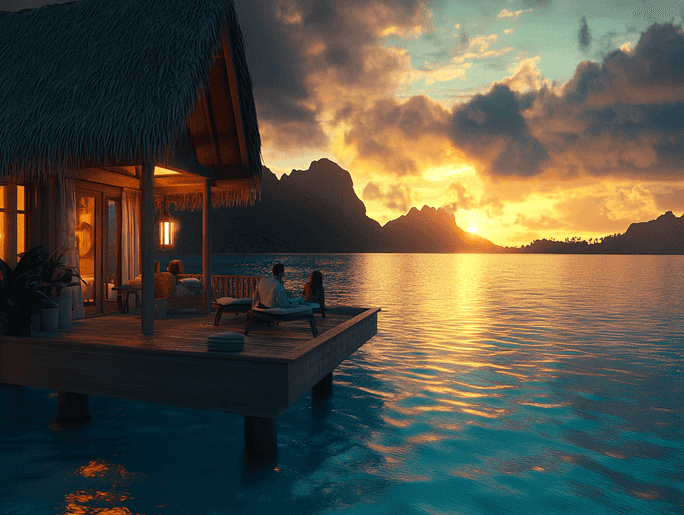 A serene bamboo grove in Kyoto, Japan, with a couple walking hand-in-hand