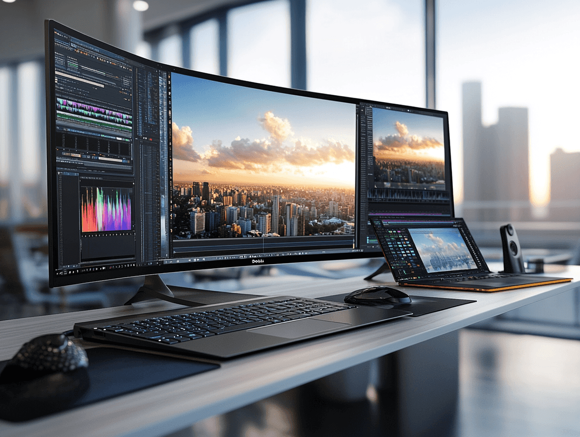 A Dell Precision laptop being used for video editing