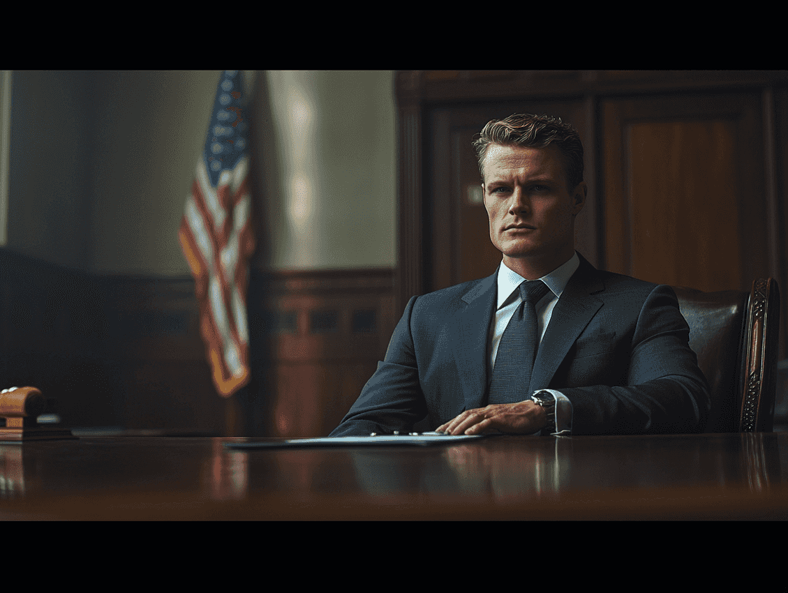 A courtroom-style image symbolizing legal challenges