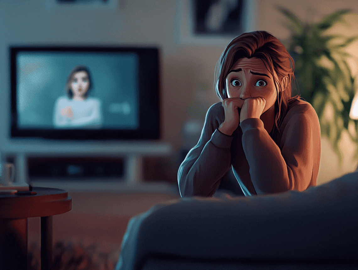 A frustrated person scrolling endlessly through streaming options