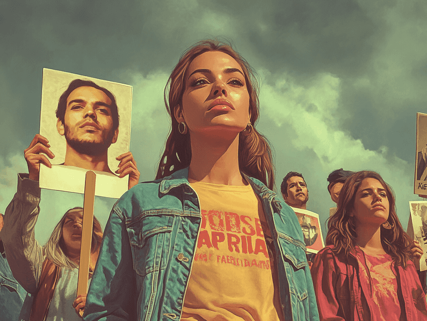 Fans holding up signs at a concert