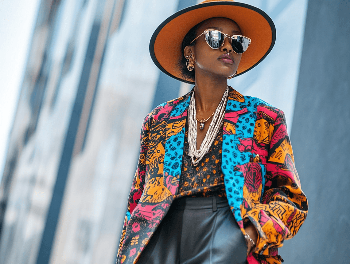 A confident individual showcasing a bold and creative outfit