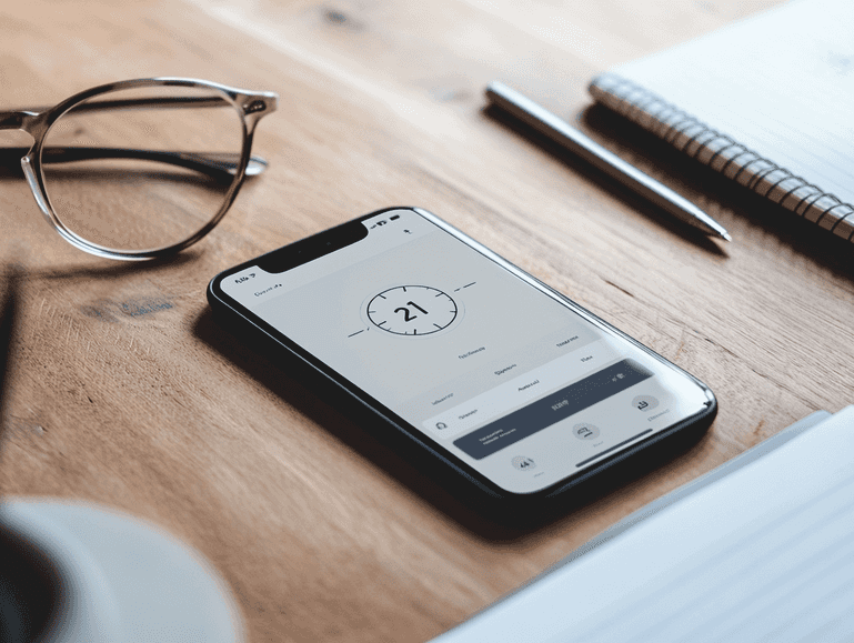 A close-up of a timer app running on a smartphone, symbolizing modern time-tracking solutions