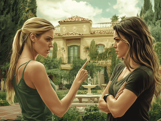 Brooke and Taylor in a heated argument