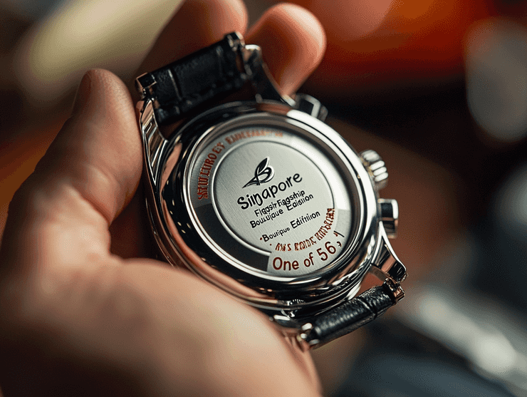 A close-up of the Breitling boutique interior, showcasing elegant displays of luxury watches.