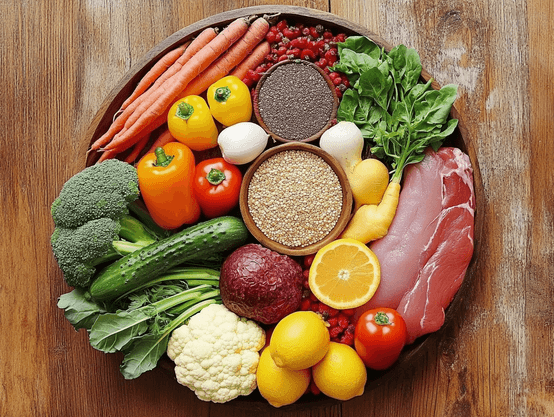 A colorful plate of healthy food