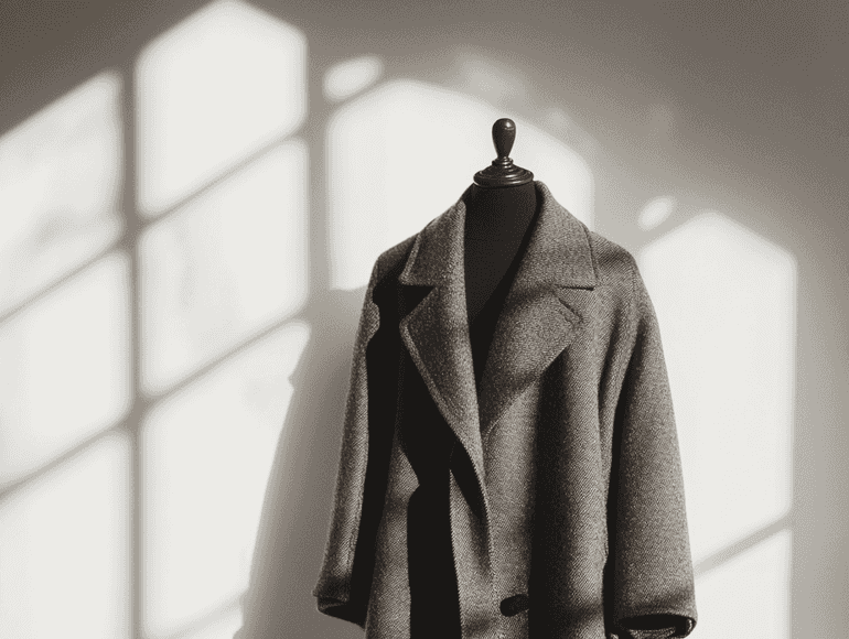 A luxurious Brunello Cucinelli cashmere coat displayed in an elegant setting