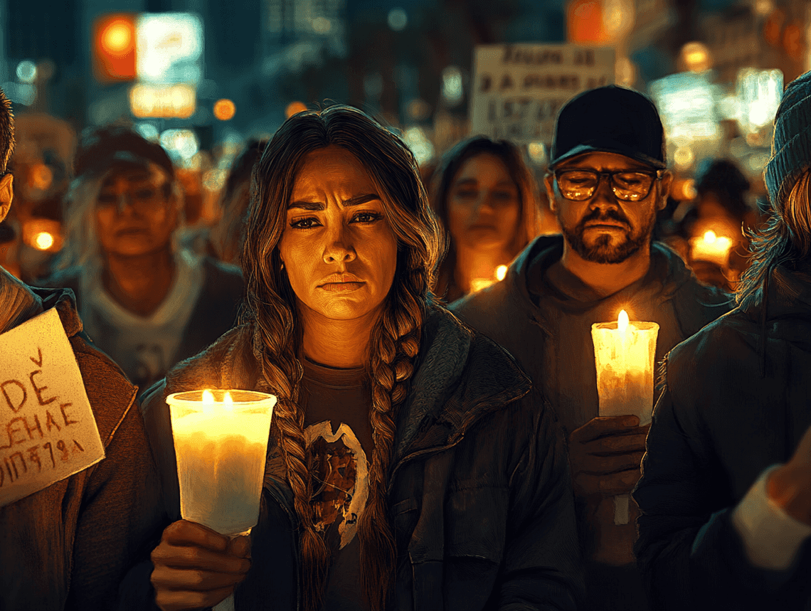 A tense scene with police officers and investigators examining a Cybertruck under bright lights.