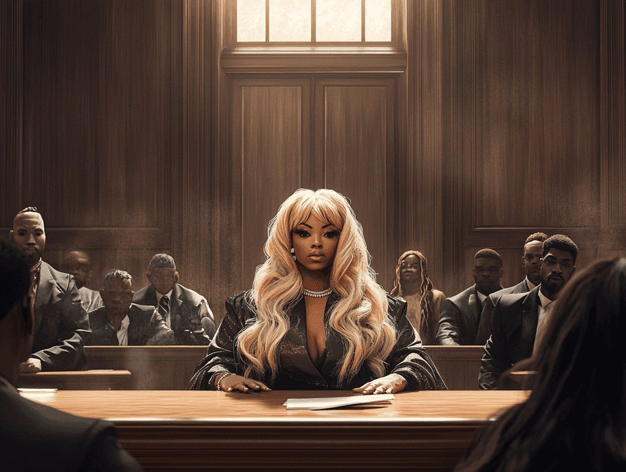 A courtroom sketch depicting a tense legal battle