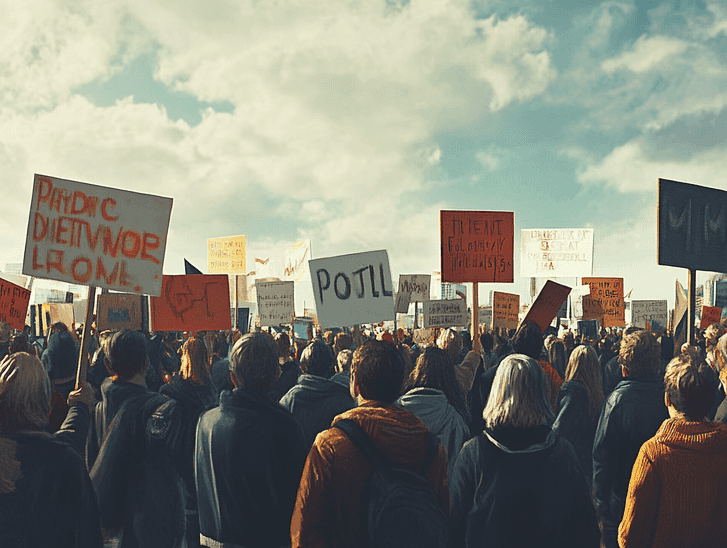 A striking image of a political rally