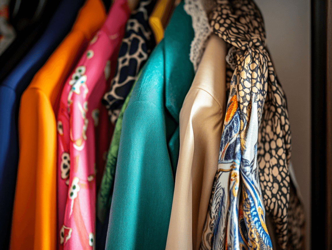 A mood board featuring various fashion styles and color palettes