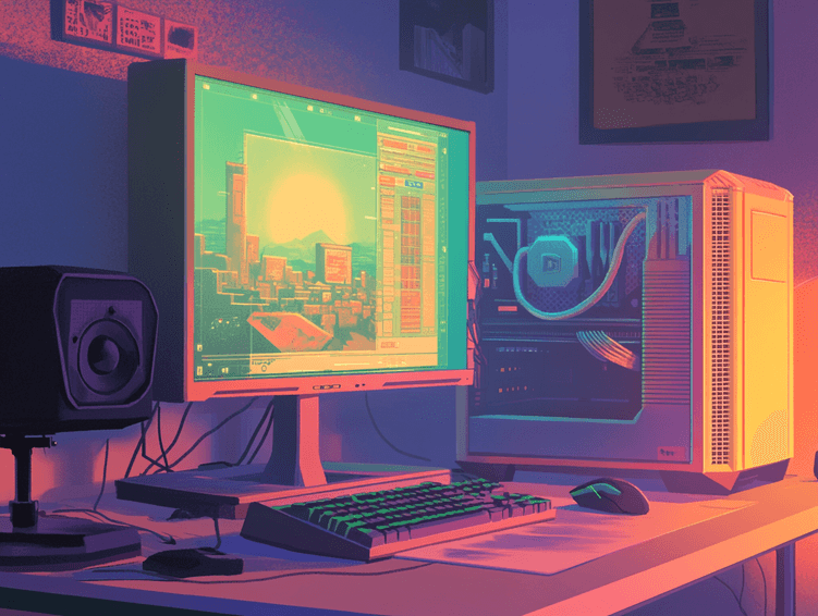 A gaming setup running SparkyLinux GameOver edition