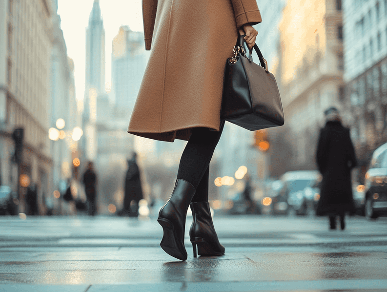 A woman wearing a chunky knit sweater, sitting by a window with a cup of coffee