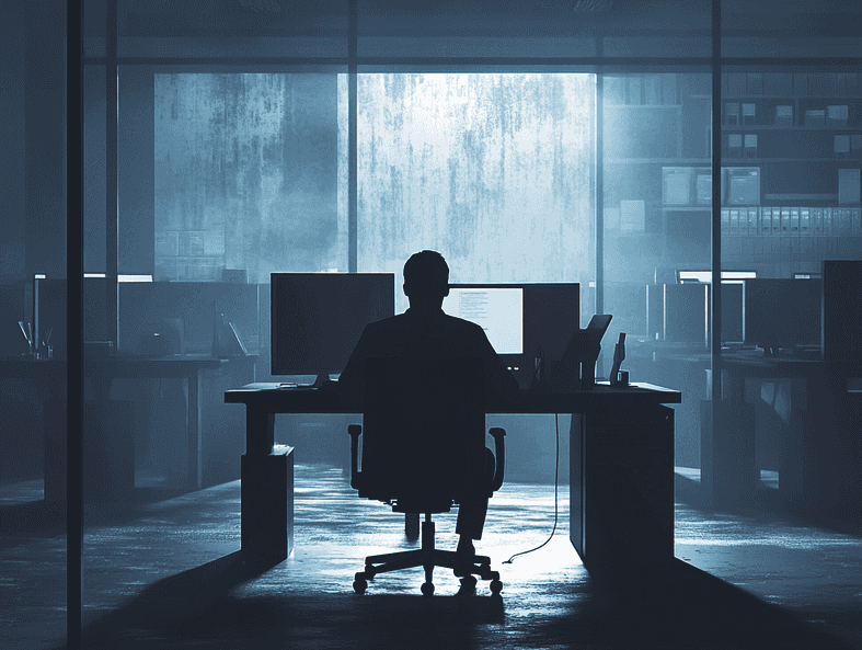 A symbolic image of a tech employee feeling silenced, representing corporate suppression