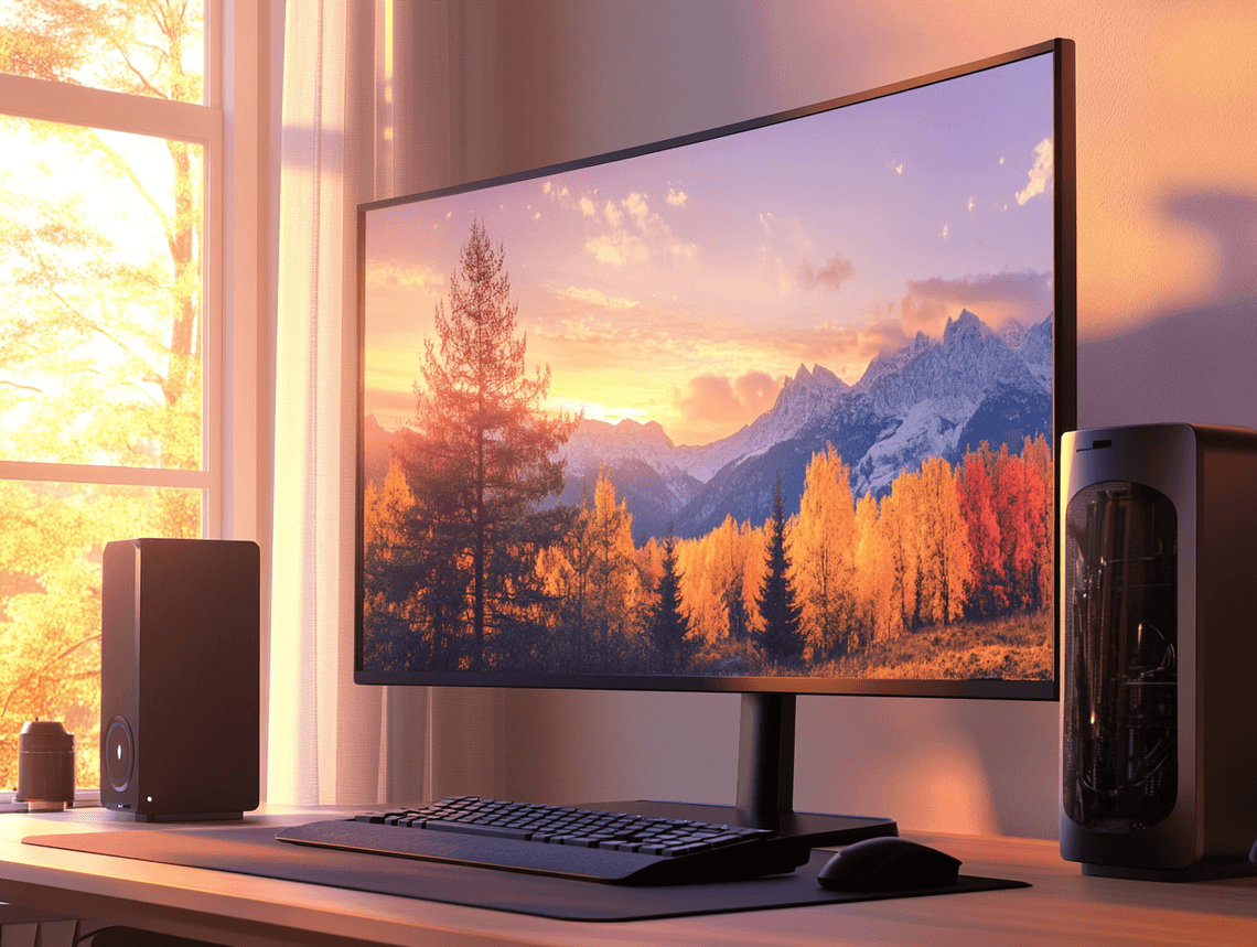 A sleek 27-inch monitor with vibrant colors and ultra-thin bezels