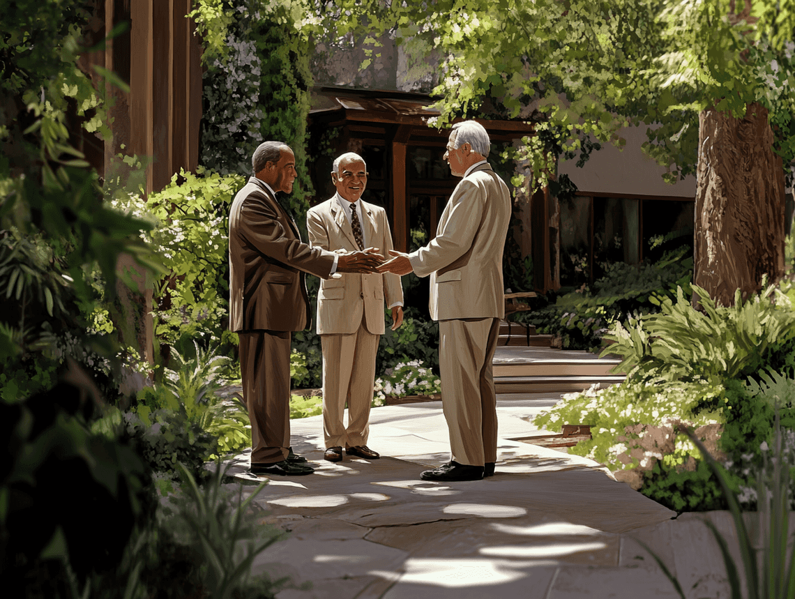 Jimmy Carter with Anwar Sadat and Menachem Begin during the Camp David Accords