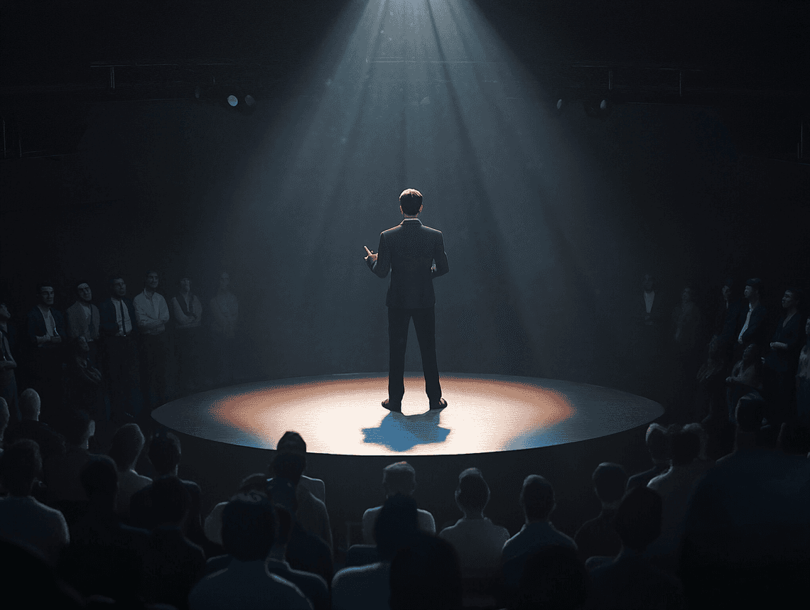 Elon Musk speaking at a public event, emphasizing his influence