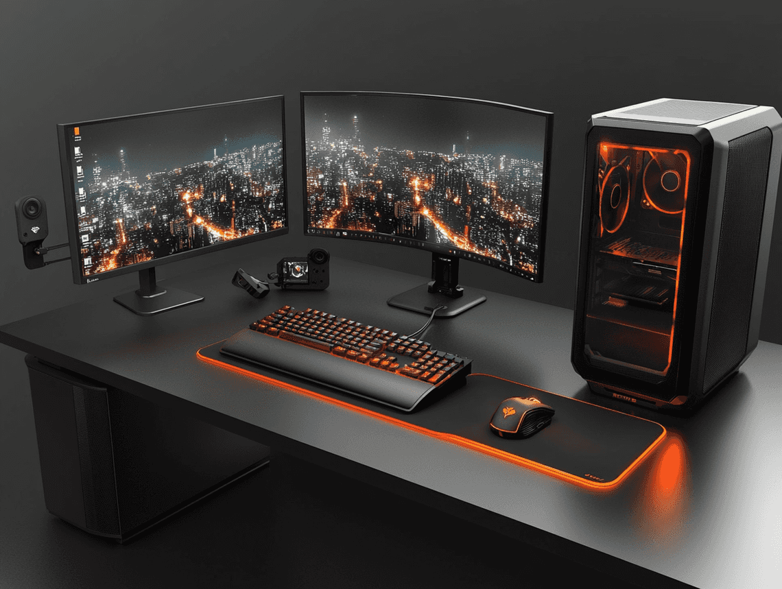 A sleek gaming setup showcasing the power of the AMD Ryzen 7 9800X3D