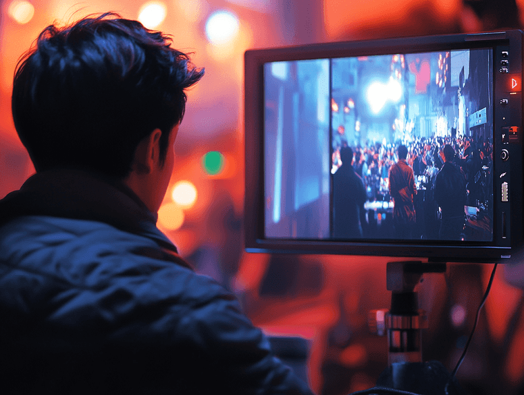 A diverse group of filmmakers celebrating with awards in hand