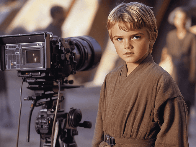 A young Jake Lloyd on the set of Star Wars