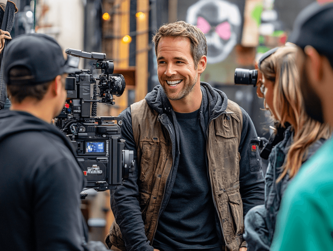 A candid shot of a Hollywood set, representing collaboration and creativity